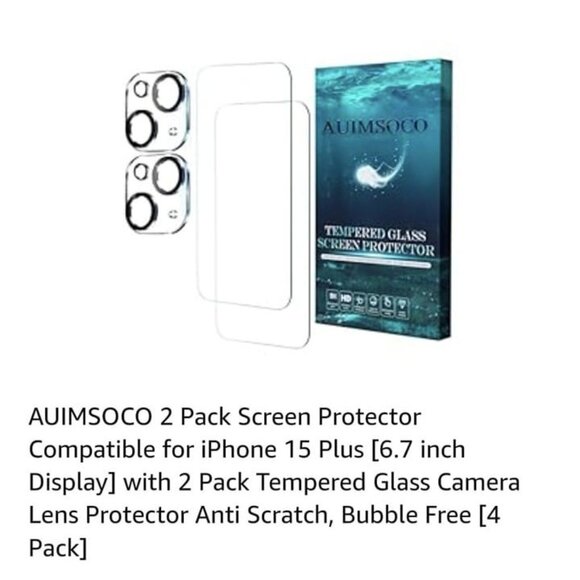 2 Pack Screen Protector iPhone‎ 15 Pro Max [6.7 inch Display] 2 Lens Protectors - Picture 8 of 8